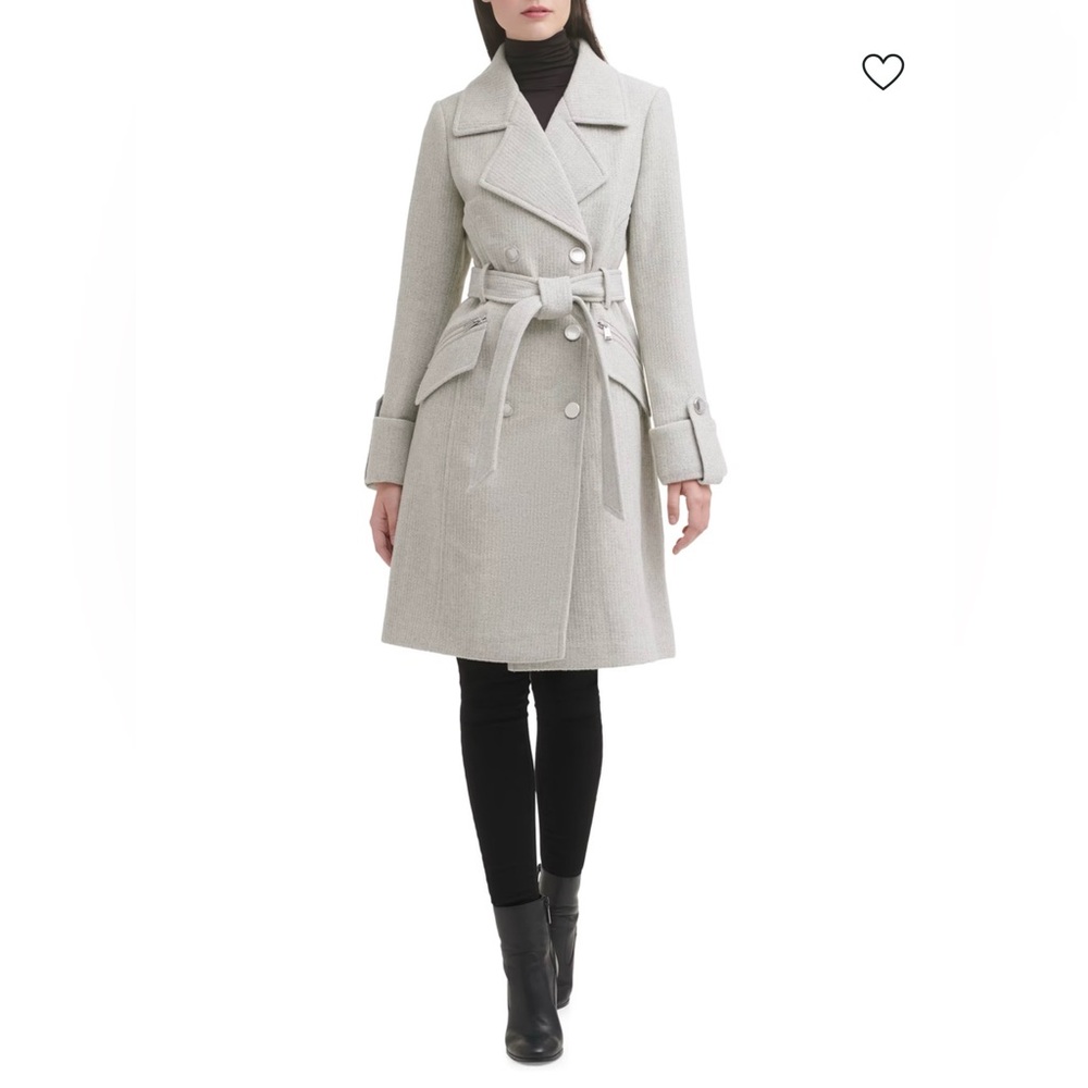GUESS Double Breasted Tie Coat